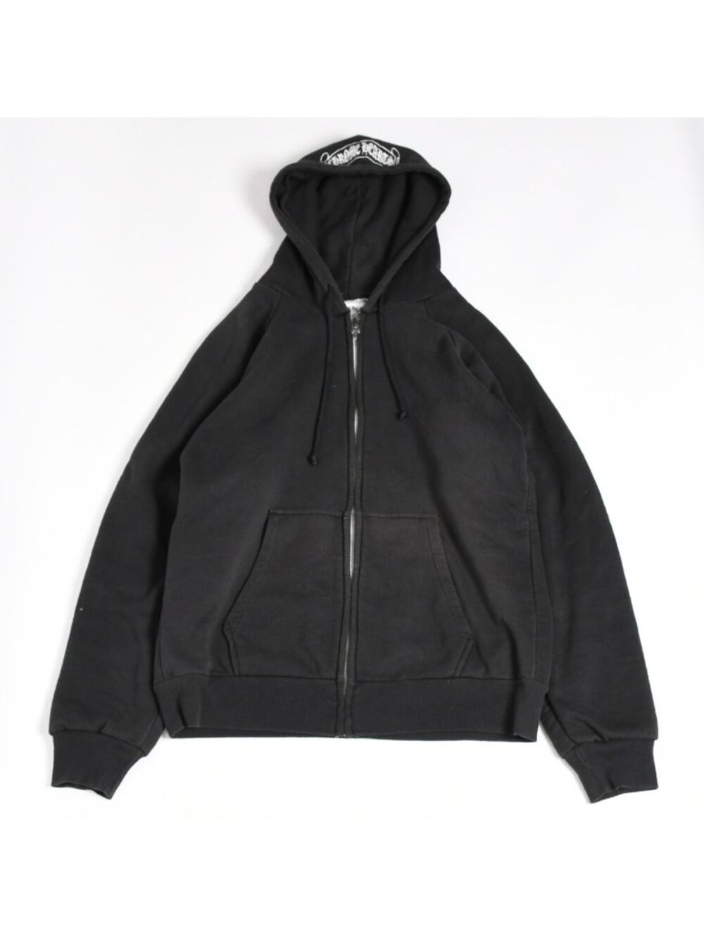 Chrome Hearts Back Scroll Logo Thermal Zip Up Hoodie Label Black 925 Sterling